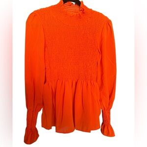 NWT SHEIN Orange Smocked Women's Top